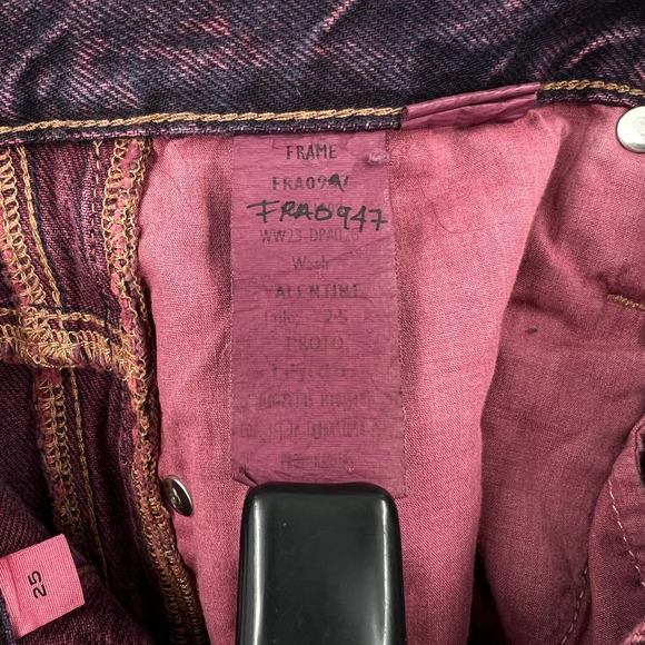 FRAME DENIM Jeans Womens 25 Long Tall Pink Acid Wash Wide Straight High Rise - Picture 10 of 14